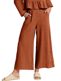 Full Size Ruffled Hem Long Sleeve Top and Pants Set Plus Size 100100344916700 44 Affordable Fashion Under $100 Jerry's Apparel 