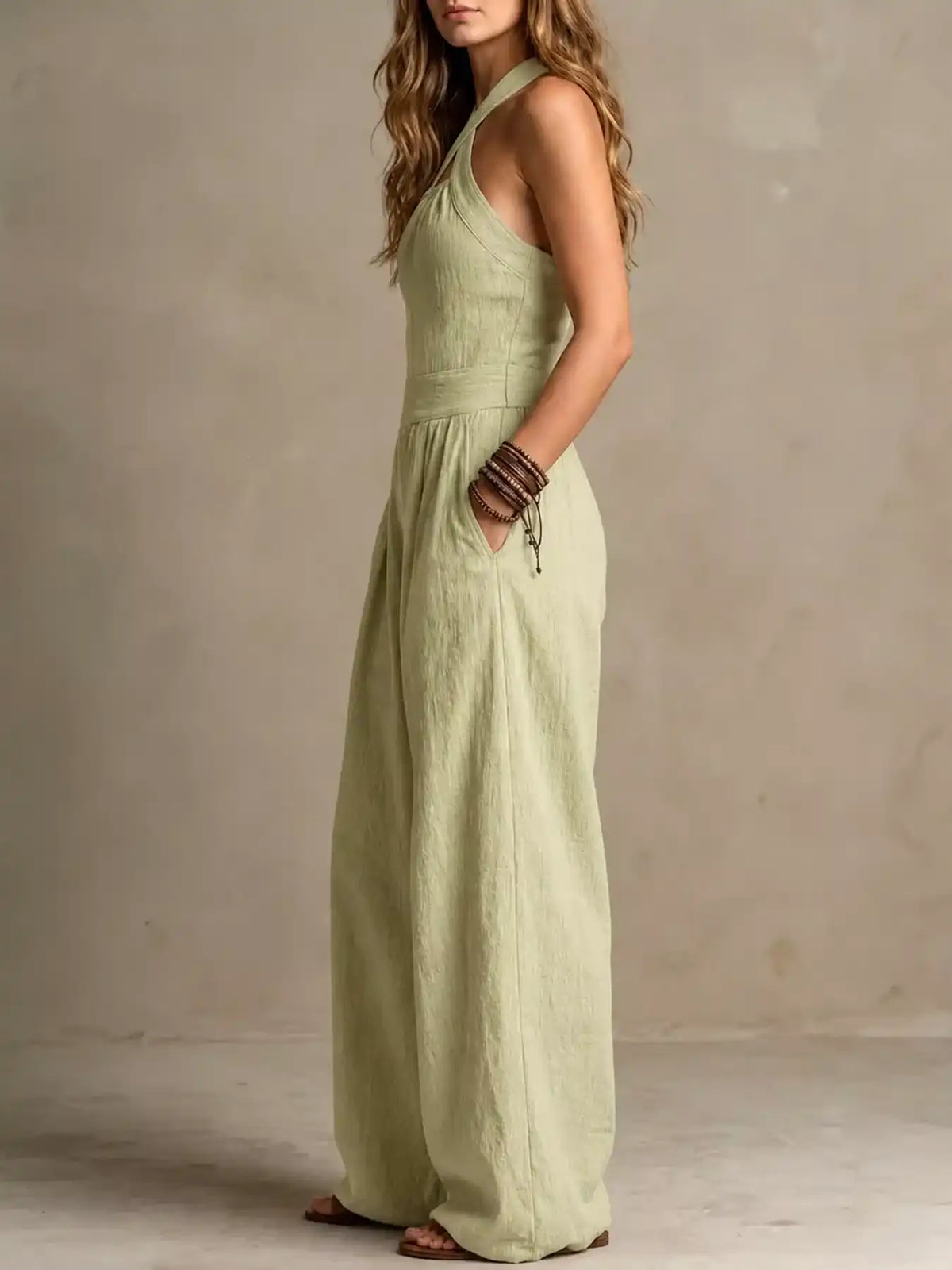 Full Size Halter Neck Wide-Leg Jumpsuit Plus Size 101001857800379 54 Affordable Fashion Under $100 Jerry's Apparel 