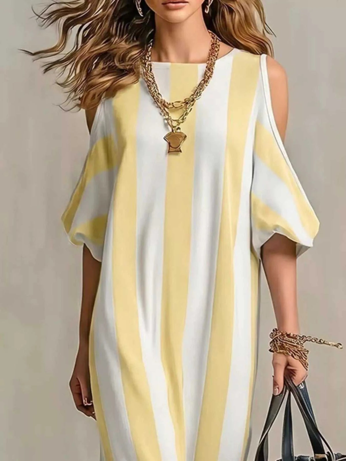 Striped Cold Shoulder Maxi Dress 100100347460143 32 Affordable Fashion Under $100 Jerry's Apparel 
