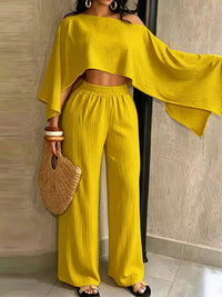 Boat Neck Crop Top and Wide-Leg Pants Set 101001634822589 57 Affordable Fashion Under $100 Jerry's Apparel 
