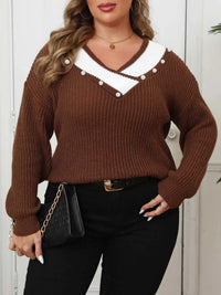 Plus Size Contrast Trim Button-Decorated Sweater 101002671808659 34 Affordable Fashion Under $100 Jerry's Apparel 