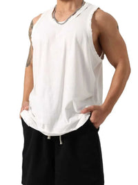 Men's Plus Size Distressed Hem Round Neck Tank 100400419775694 44 Affordable Fashion Under $100 Jerry's Apparel 