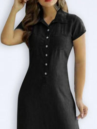 Full Size Button Front Denim Maxi Dress with Side Slit Plus Size