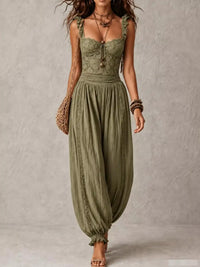 Boho Lace Corset Bodice Jumpsuit with Harem Pants 101001053483751 81 Affordable Fashion Under $100 Jerry's Apparel 