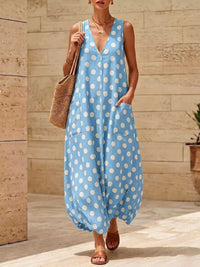 Polka Dot V-Neck Sleeveless Maxi Dress 100100165046334 32 Gifts for Her Jerry's Apparel 
