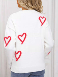 Valentine's Day Heart Print Crew Neck Sweater 100100466321617 50 Gifts for Her Jerry's Apparel 