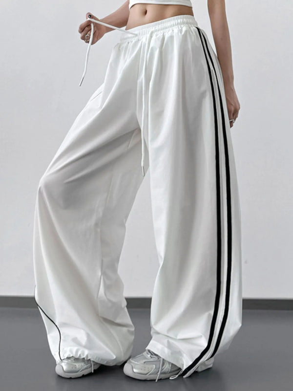 Oversized Wide Leg Pants with Contrast Piping