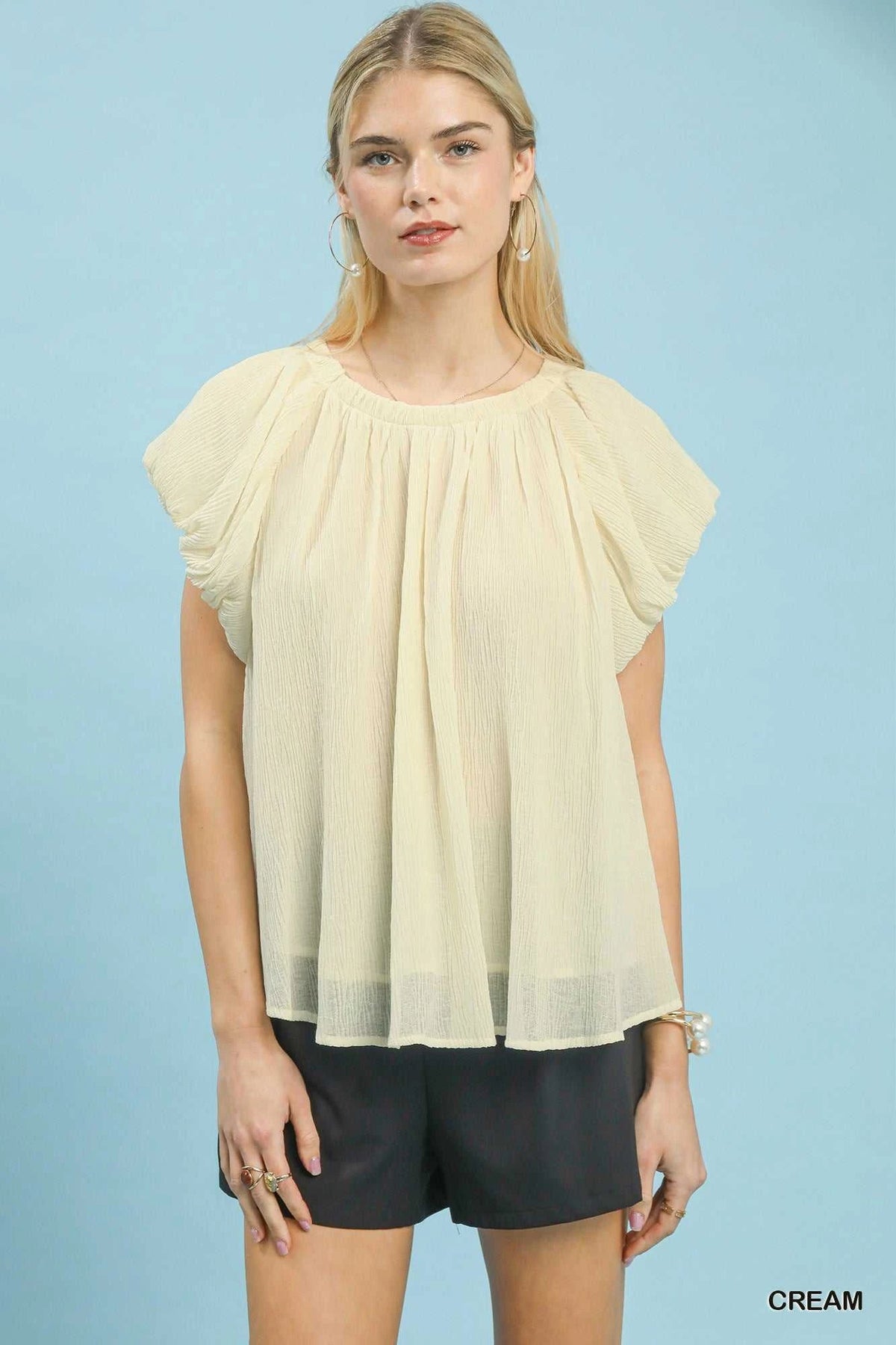 Umgee Crinkle Flutter Sleeve Peasant Top 100100663421941 51 Affordable Fashion Under $100 Jerry's Apparel 
