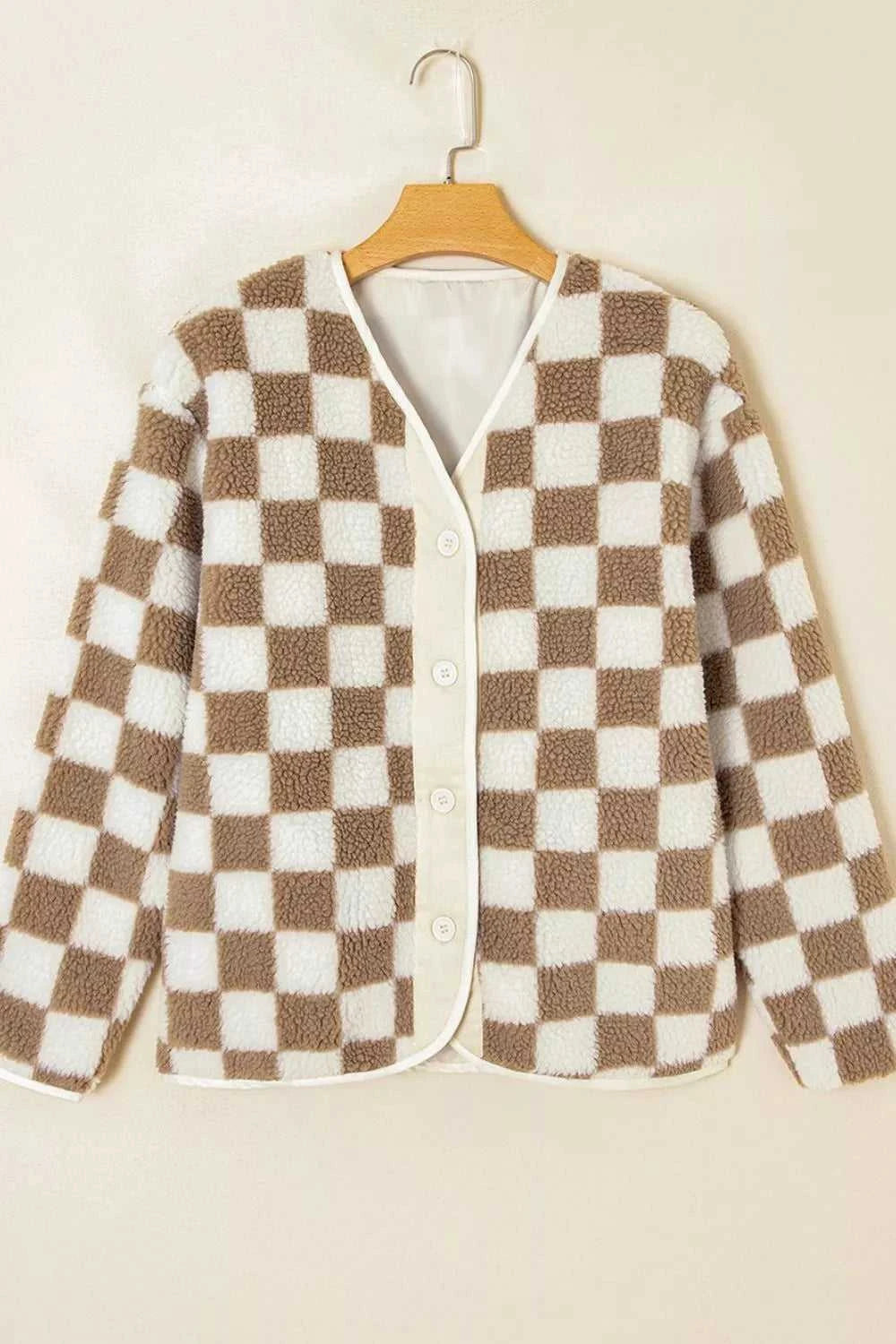 Checkered Sherpa Oversized Button Up Jacket 100100355171838 60 Affordable Fashion Under $100 Jerry's Apparel 
