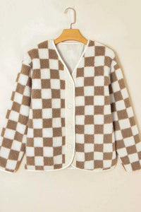 Checkered Sherpa Oversized Button Up Jacket 100100355171838 60 Affordable Fashion Under $100 Jerry's Apparel 