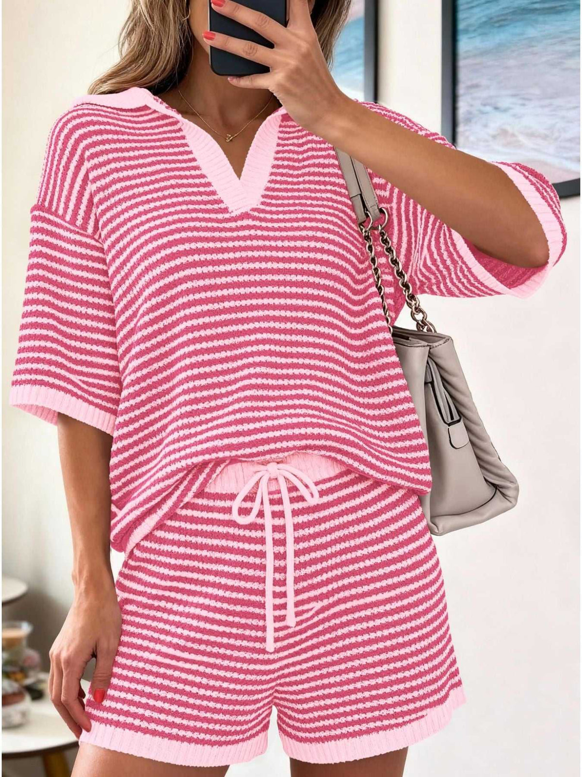 Striped Knit Polo Shirt & Shorts Set 100100978599533 65 Affordable Fashion Under $100 Jerry's Apparel 