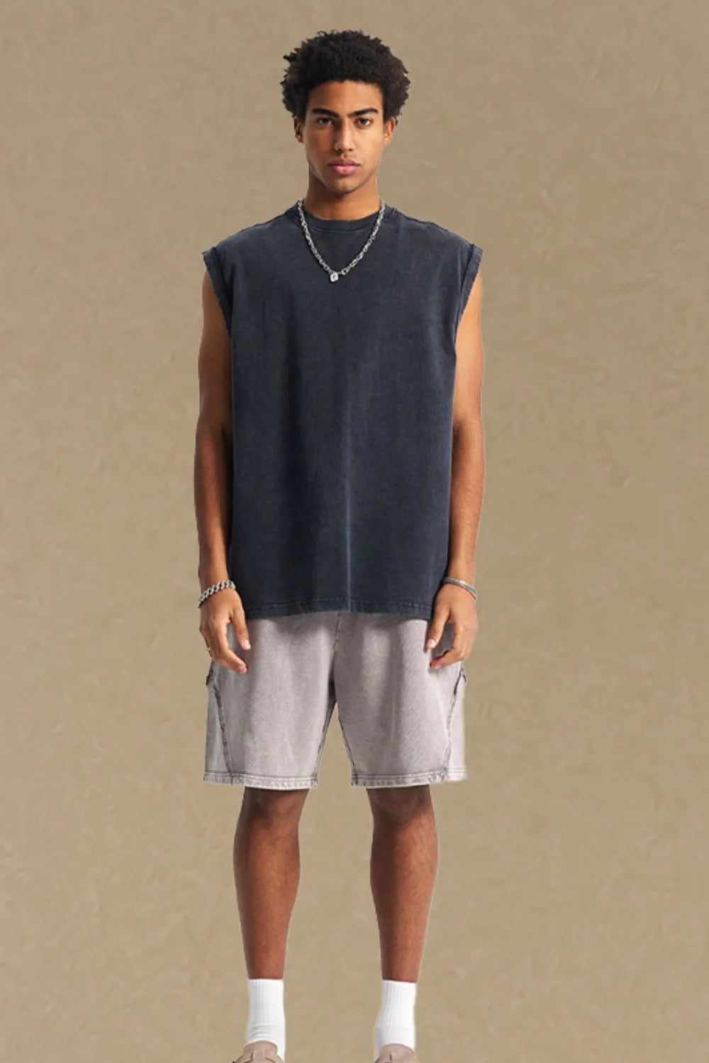 Men's Solid Color Round Neck Tank