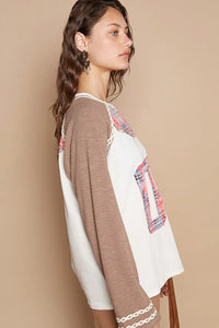 POL Plaid Number 06 Raglan Sleeve T-Shirt