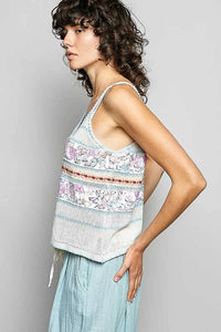 POL Printed Contrast Button Down Cami with Trim Detail and Blanket Stitch 100100528831650 62 Affordable Fashion Under $100 Jerry's Apparel 