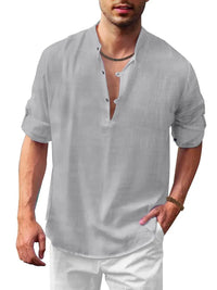 Men's Full Size Button Detail Roll-Tab Sleeve Top Plus Size