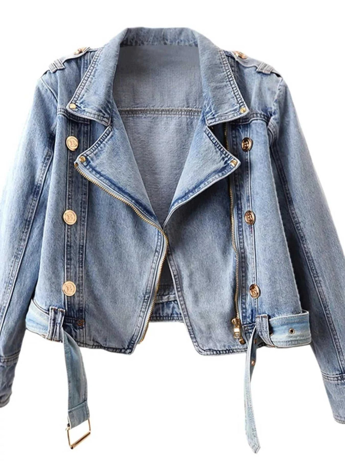 Asymmetrical Zip Denim Jacket 100100285490712 147 Women's Fall Clothing Jerry's Apparel 