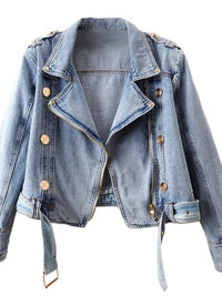 Asymmetrical Zip Denim Jacket 100100285490712 147 Women's Fall Clothing Jerry's Apparel 
