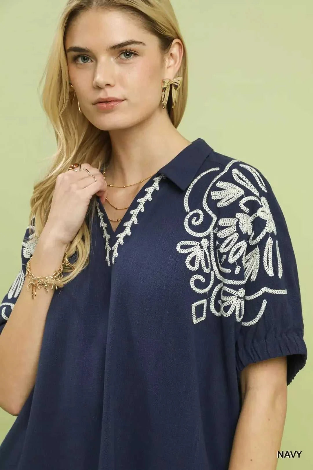 Umgee Floral Embroidered Sleeve Blouse 100100764601002 53 Affordable Fashion Under $100 Jerry's Apparel 