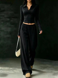 Long-Sleeve Polo Top and Wide-Leg Pants Set 101001218867188 53 Affordable Fashion Under $100 Jerry's Apparel 