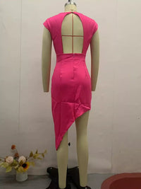 Full Size Elegant Asymmetrical Backless Pleated Dress Plus Size 101001993790464 70 Affordable Fashion Under $100 Jerry's Apparel 