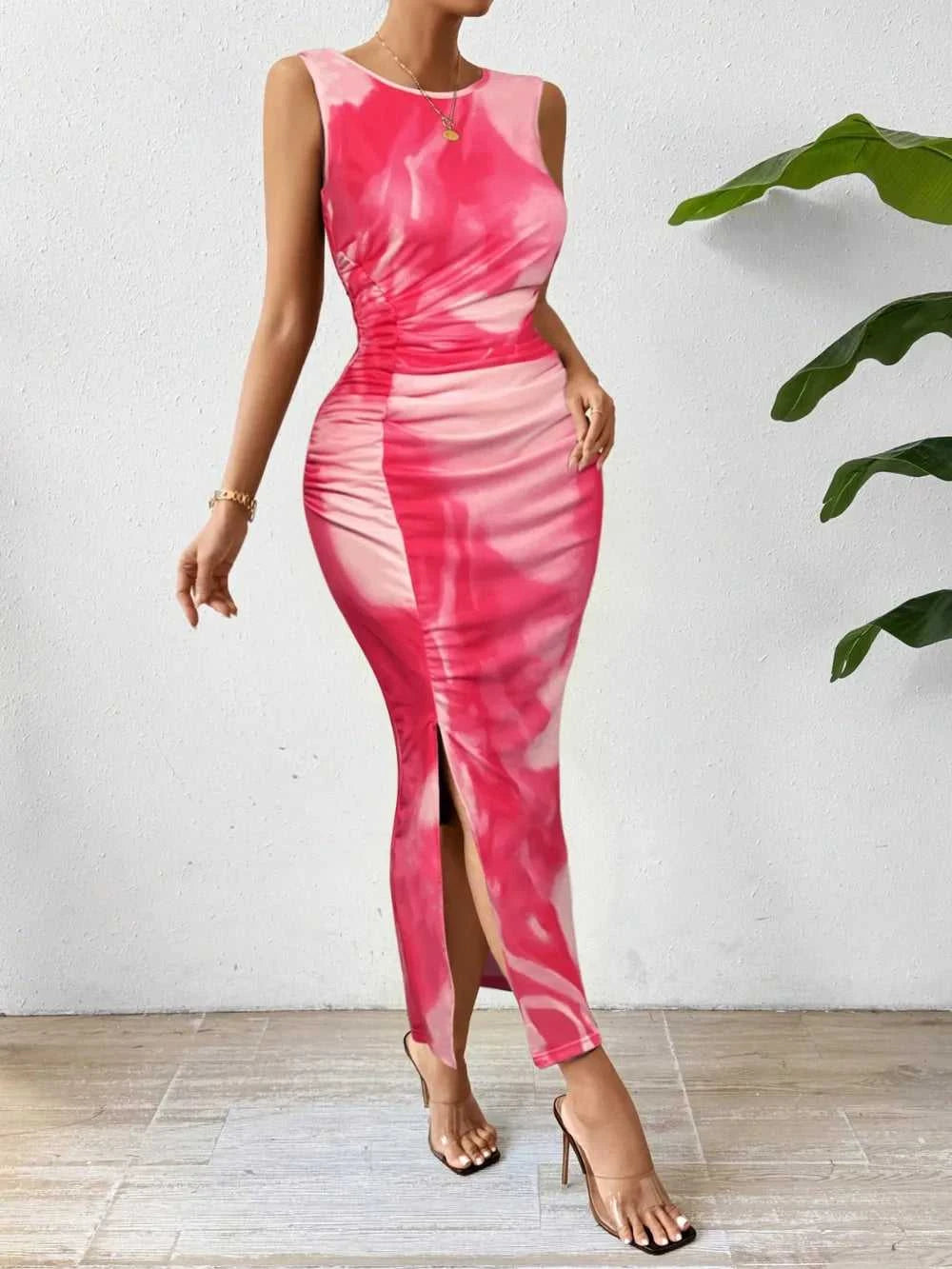 Honey Slit Round Neck Midi Tank Dress 100100998771132 32 Affordable Fashion Under $100 Jerry's Apparel 
