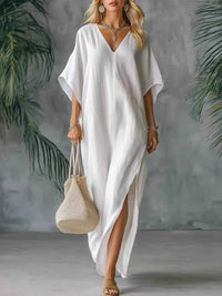 Full Size V-Neck Maxi Dress with Side Slits Plus Size 100100394975559 32 Gifts for Her Jerry's Apparel 
