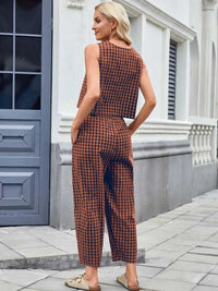 Plaid Sleeveless Top and Pants Set 100100045523661 39 Affordable Fashion Under $100 Jerry's Apparel 