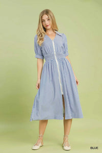 Umgee Striped Midi Dress with Front Zipper 100100674151367 62 Affordable Fashion Under $100 Jerry's Apparel 