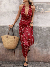 Polka Dot Halter Neck Maxi Dress 100100087481307 36 Affordable Fashion Under $100 Jerry's Apparel 