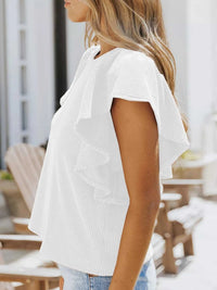 Full Size Ruffled Sleeve Ribbed Knit T-Shirt Plus Size 100100389504988 26 Affordable Fashion Under $100 Jerry's Apparel 