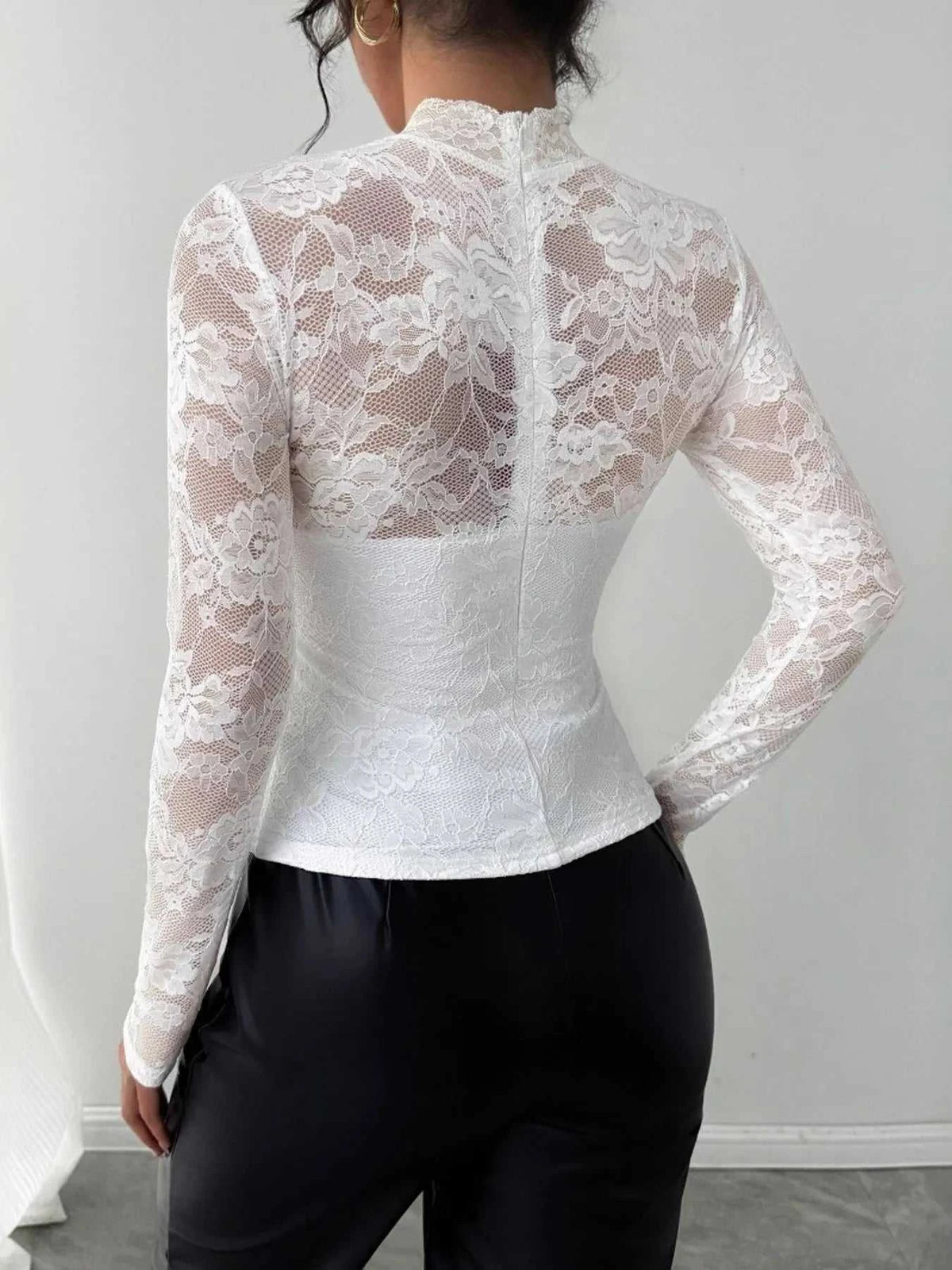 Mock Neck Long Sleeve Lace Top 100100102689419 33 Affordable Fashion Under $100 Jerry's Apparel 