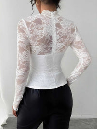 Mock Neck Long Sleeve Lace Top 100100102689419 33 Affordable Fashion Under $100 Jerry's Apparel 