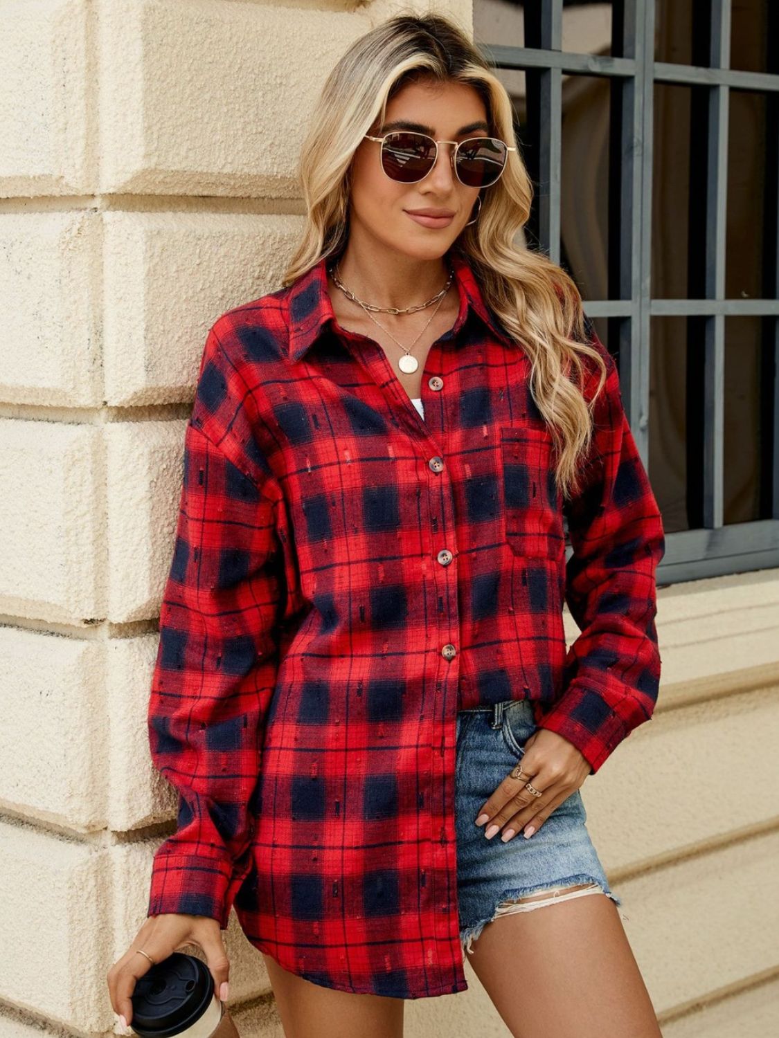 Plaid Button Up Long Sleeve Shirt