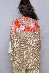 POL Floral Print Crochet Button Up Shirt