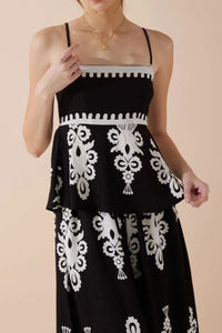Printed Square Neck Cami and Wide Leg Pants Set