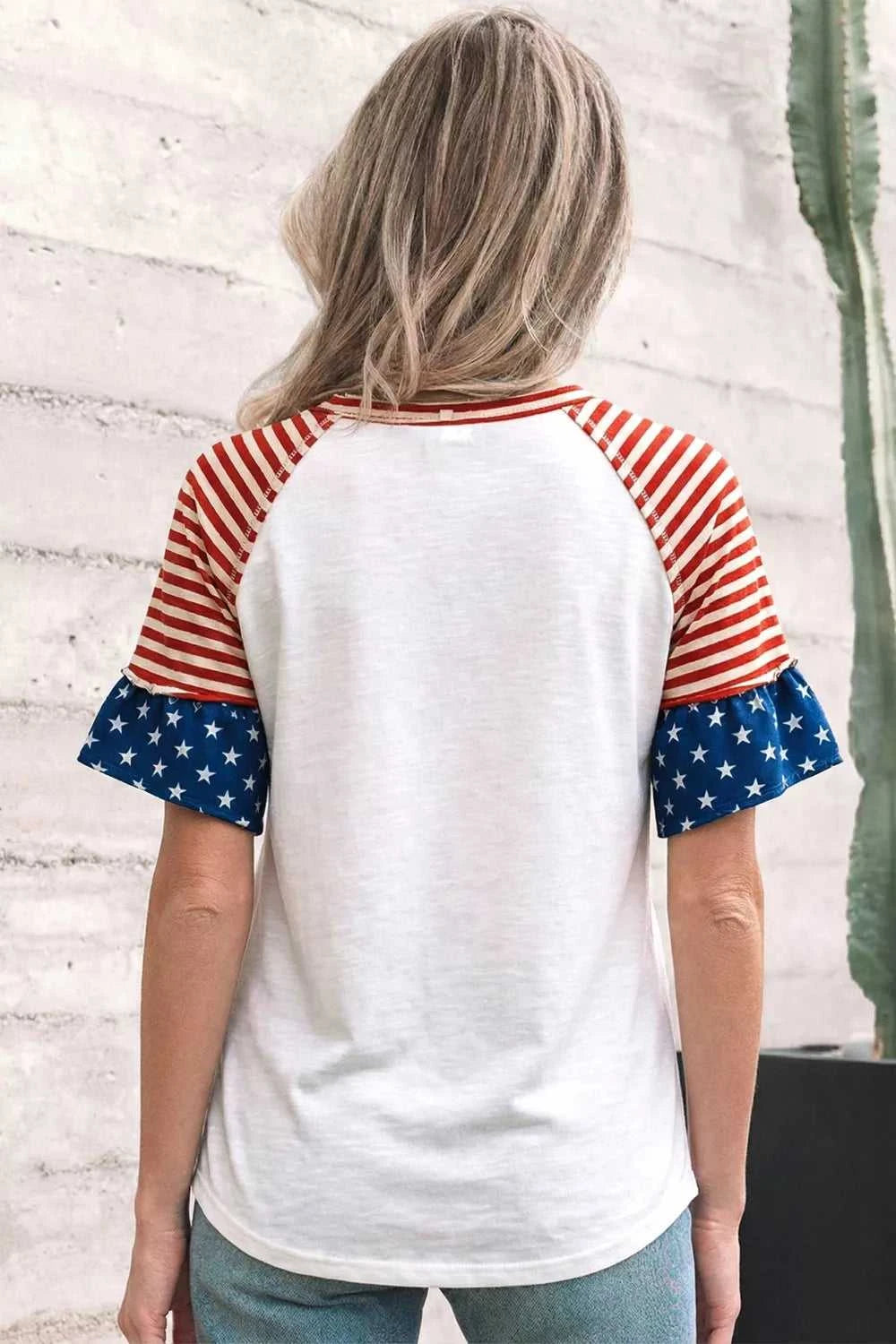 Star Detail Flag Inspired Short Sleeve Top 100100082311174 43 Affordable Fashion Under $100 Jerry's Apparel 