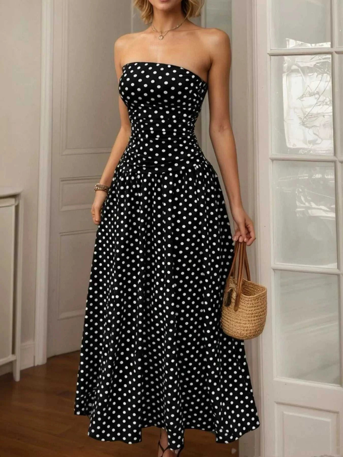 Polka Dot Strapless Maxi Dress 100100244144250 39 Affordable Fashion Under $100 Jerry's Apparel 