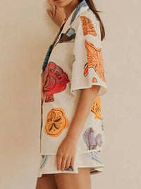 Button Up Short Sleeve Shirt and Shorts Set