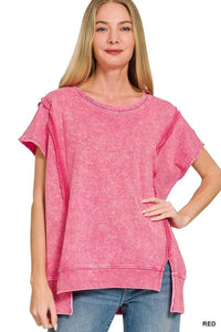 Zenana F/terry Halo Snow Washed Oversized Hi-low Top 100100762831428 32 Affordable Fashion Under $100 Jerry's Apparel 