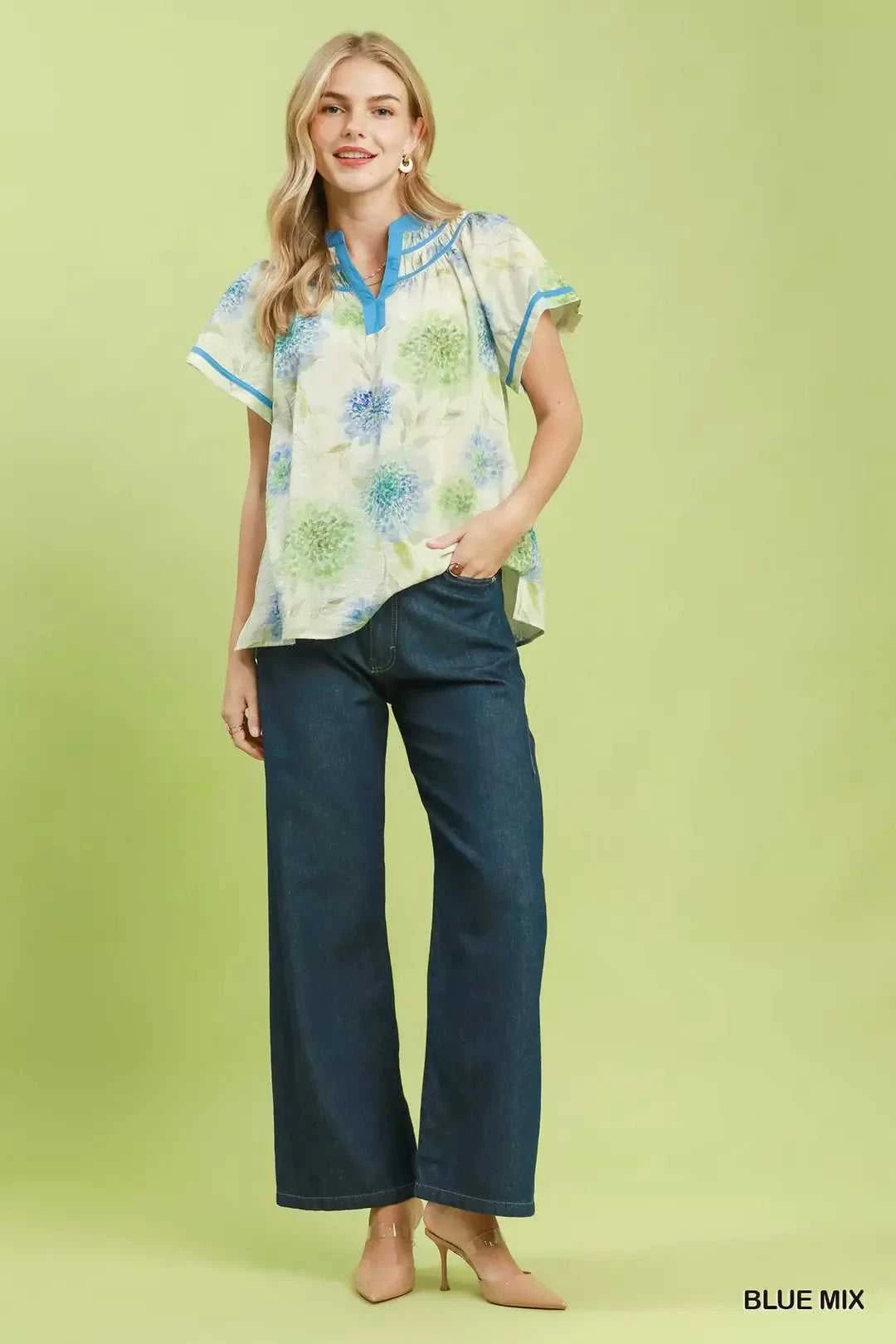 Umgee Floral Flutter Sleeve Blouse 100100582931103 47 Affordable Fashion Under $100 Jerry's Apparel 