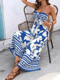 Floral Print Tie Front Strapless Wide Leg Jumpsuit 100100591561067 42 Affordable Fashion Under $100 Jerry's Apparel 