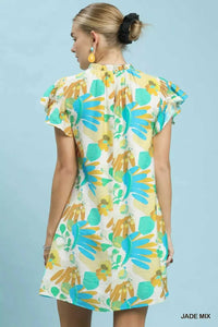 Umgee Ruffled Botanical Print Mini Dress 100100325941919 62 Gifts for Her Jerry's Apparel 