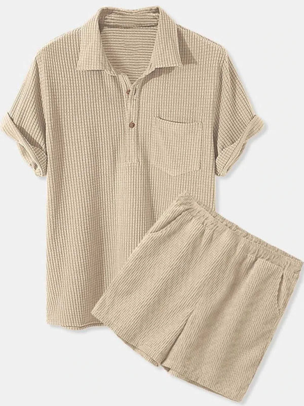Men's Full Size Button Detail Short Sleeve Top and Shorts Set Plus Size 100400135829781 40 Affordable Fashion Under $100 Jerry's Apparel 