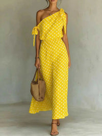 Full Size Polka Dot One-Shoulder Maxi Dress with Tie Details Plus Size 100100717941422 28 Gifts for Her Jerry's Apparel 