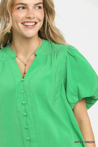 Umgee Button-Down Puff Sleeve Shirt 100100172431428 49 Affordable Fashion Under $100 Jerry's Apparel 