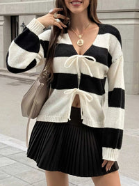 Striped Tie-Front Knit Cardigan 101002998136438 45 Affordable Fashion Under $100 Jerry's Apparel 
