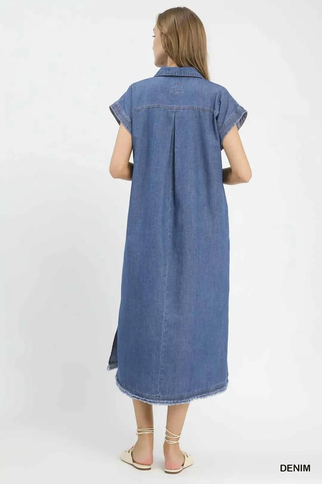 Umgee Stone Washed Collared Denim Midi Dress 100100645541418 57 Affordable Fashion Under $100 Jerry's Apparel 