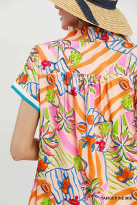 Umgee Tropical Print Collared Shift Dress 100100754721828 57 Affordable Fashion Under $100 Jerry's Apparel 