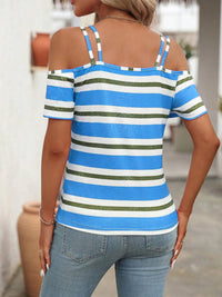 Striped Cold Shoulder T-Shirt