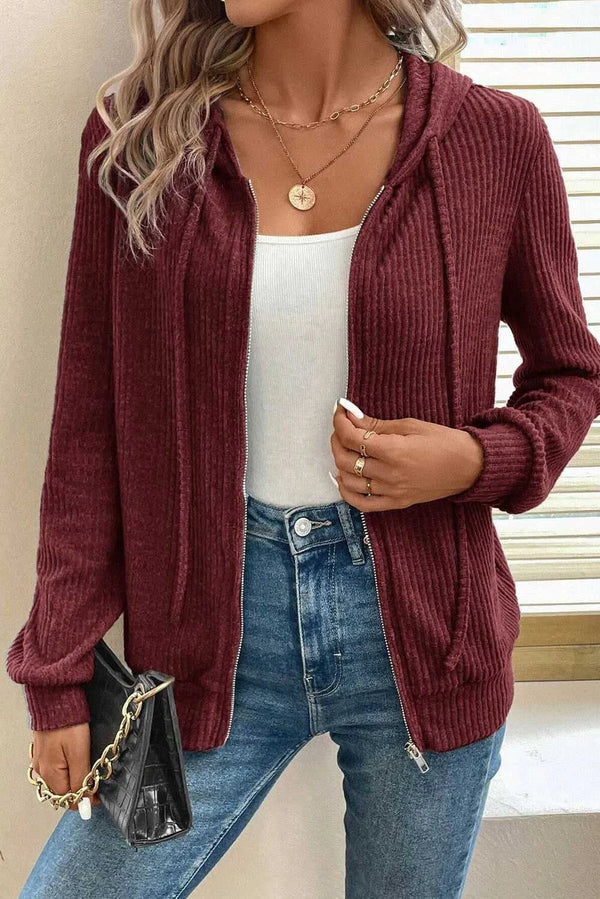Drawstring Zip Up Long Sleeve Hooded Jacket 100100921941766 33 Affordable Fashion Under $100 Jerry's Apparel 